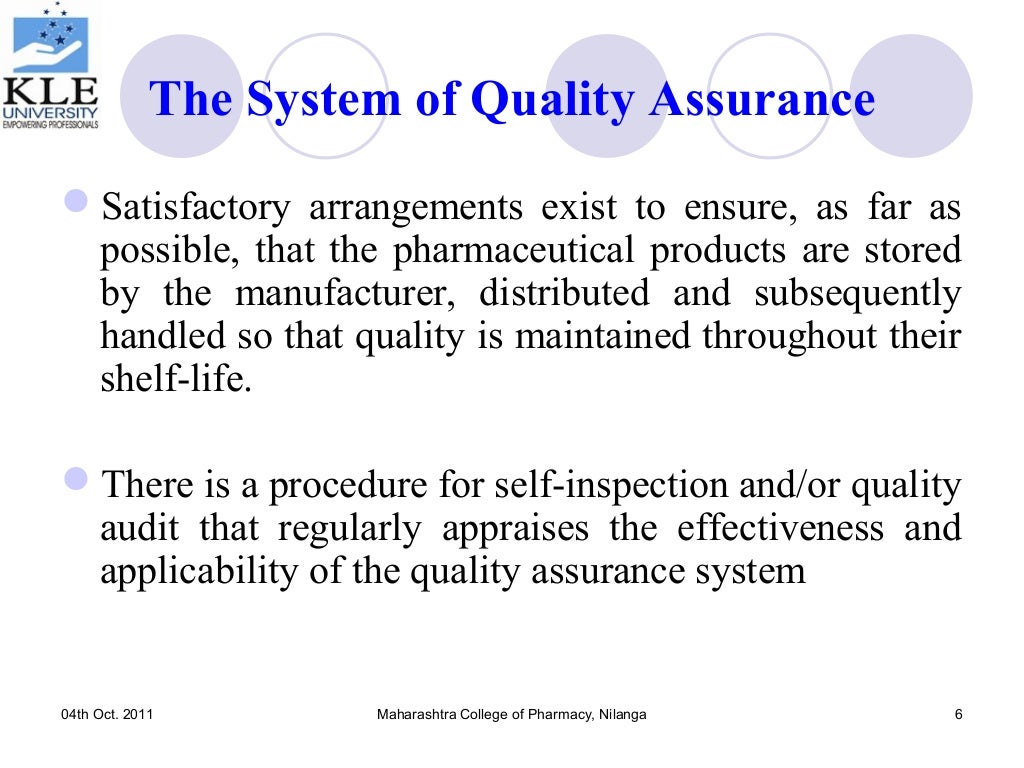 Quality assurance and regulatory compliance for pharmaceutical product