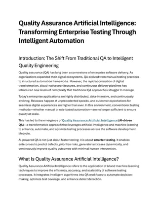 Quality Assurance Artificial Intelligence: Transforming Enterprise ...