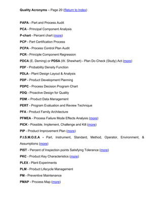 Product Development Acronym Chart.pdf Quality Assurance Information Guide | PDF