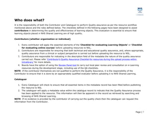Quality assurance checklists | PDF