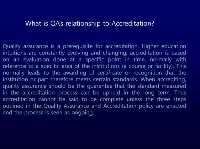 Quality Assurance in Higher Education | PPT | Education industry ...