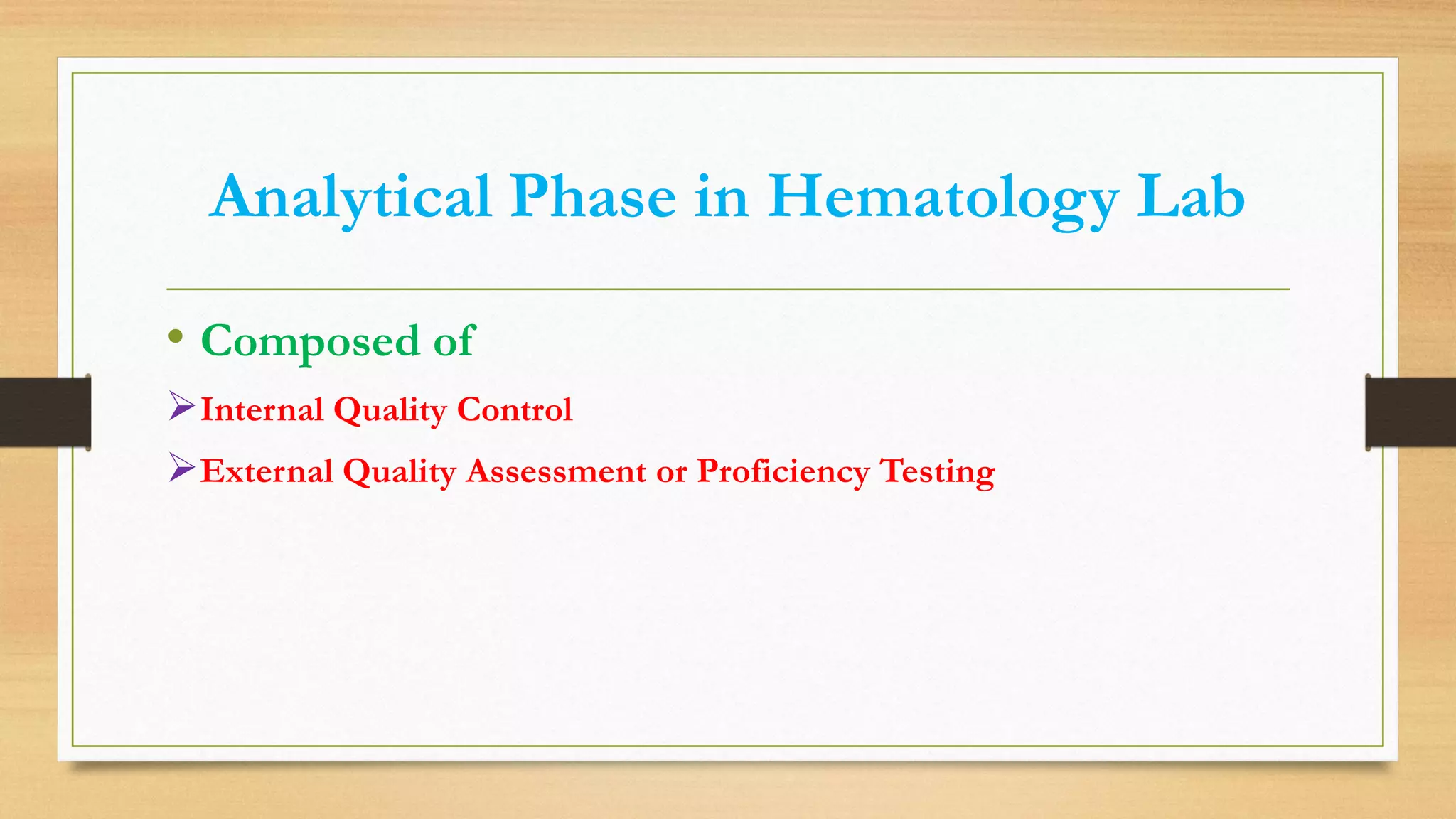 Quality Assurance in Hematology laboratory | PDF