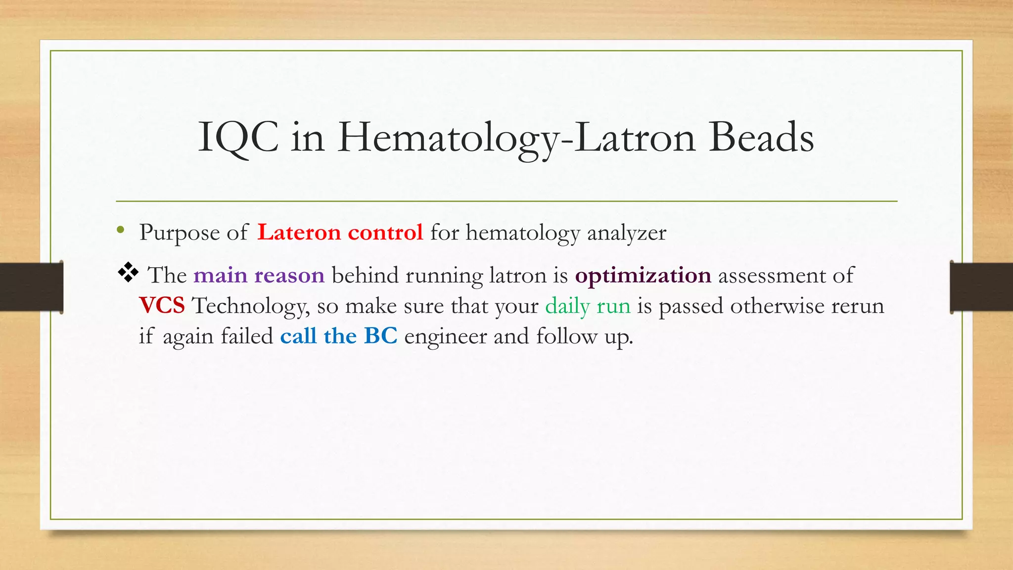 Quality Assurance in Hematology laboratory | PDF