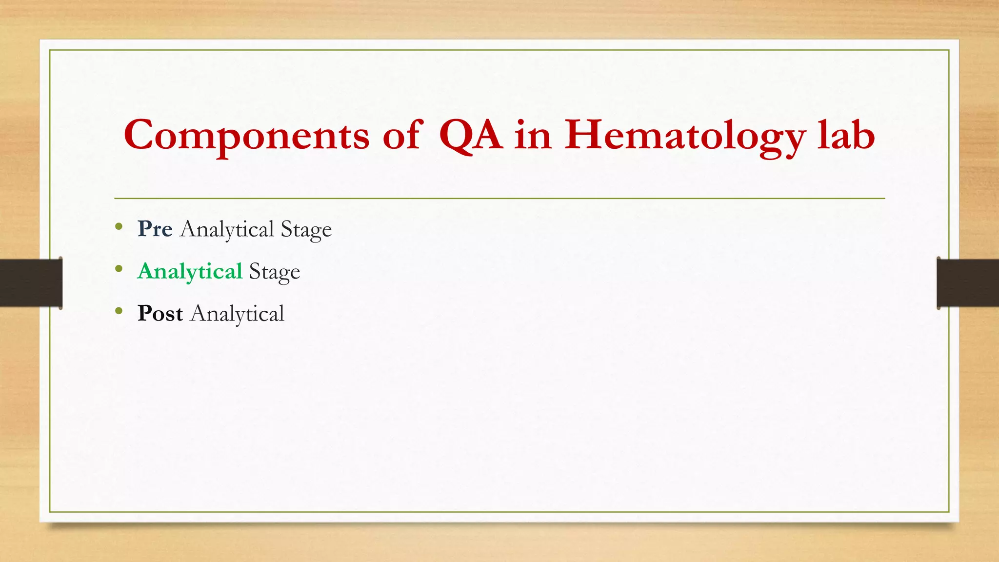 Quality Assurance in Hematology laboratory | PDF