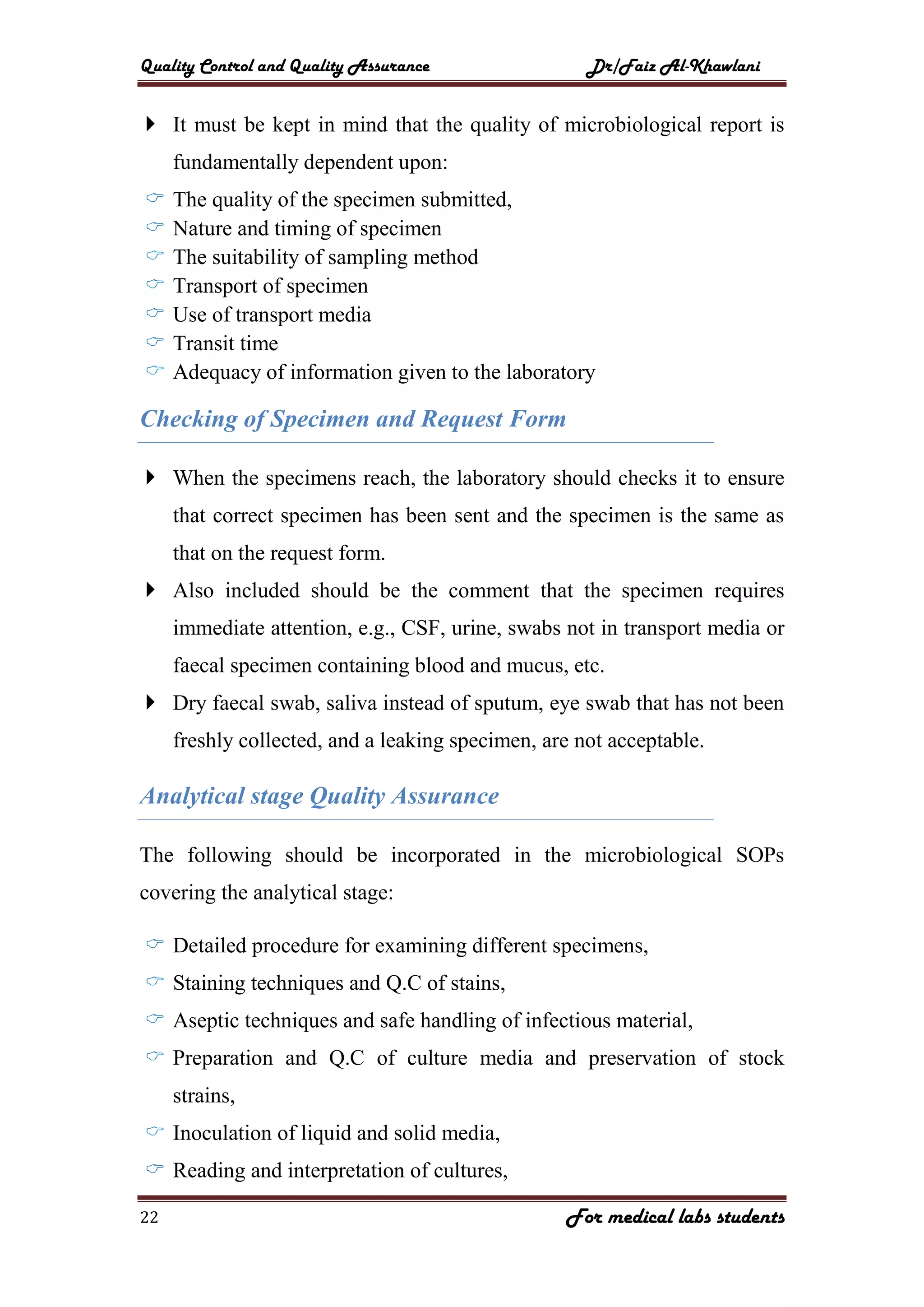 Quality assurance in medical laboratory | PDF