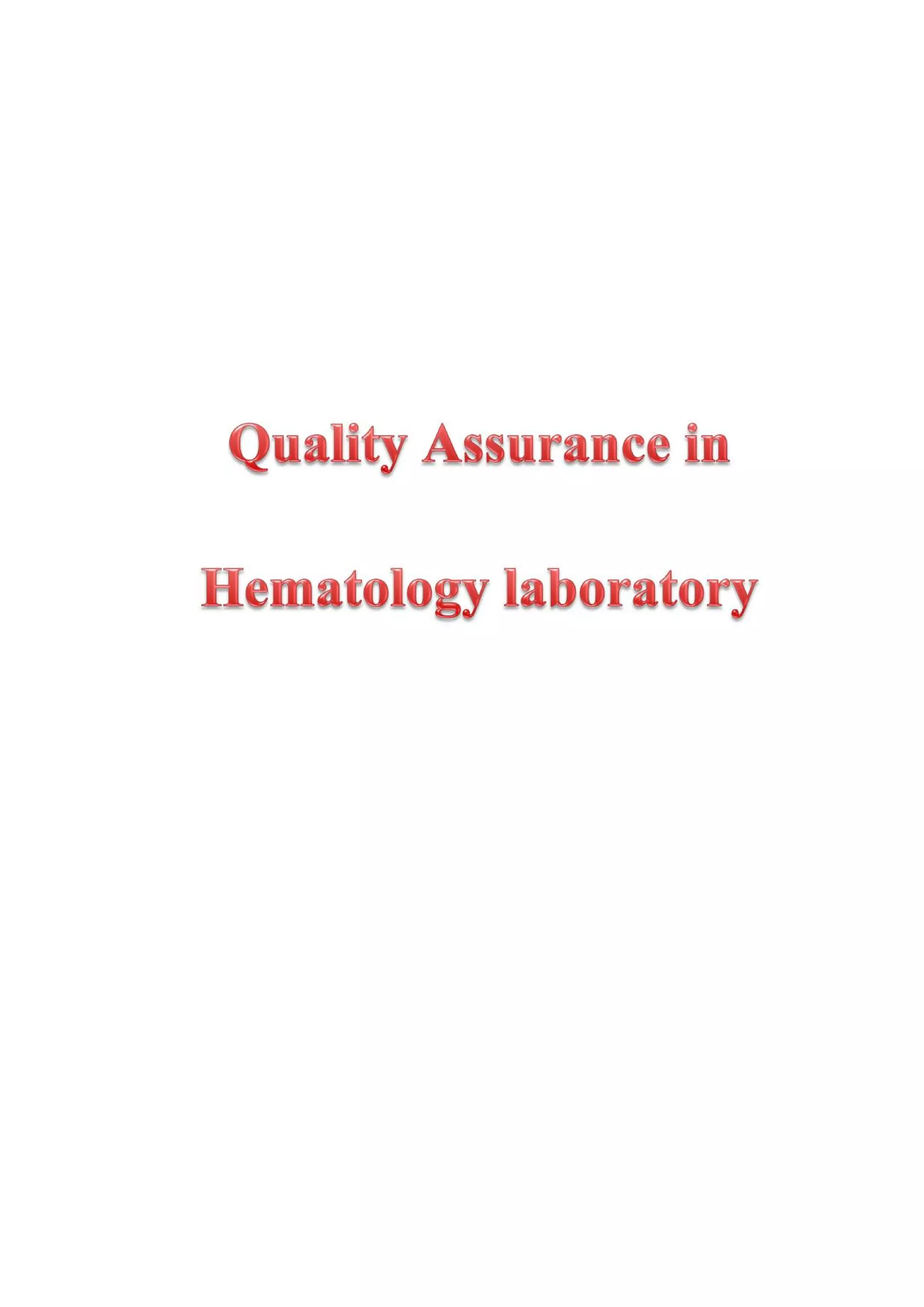 Quality assurance in medical laboratory | PDF