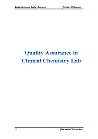 Quality assurance in medical laboratory | PDF