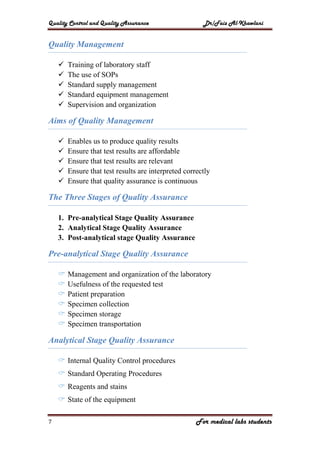 Quality assurance in medical laboratory | PDF