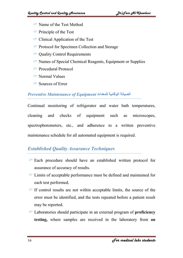 Quality assurance in medical laboratory
