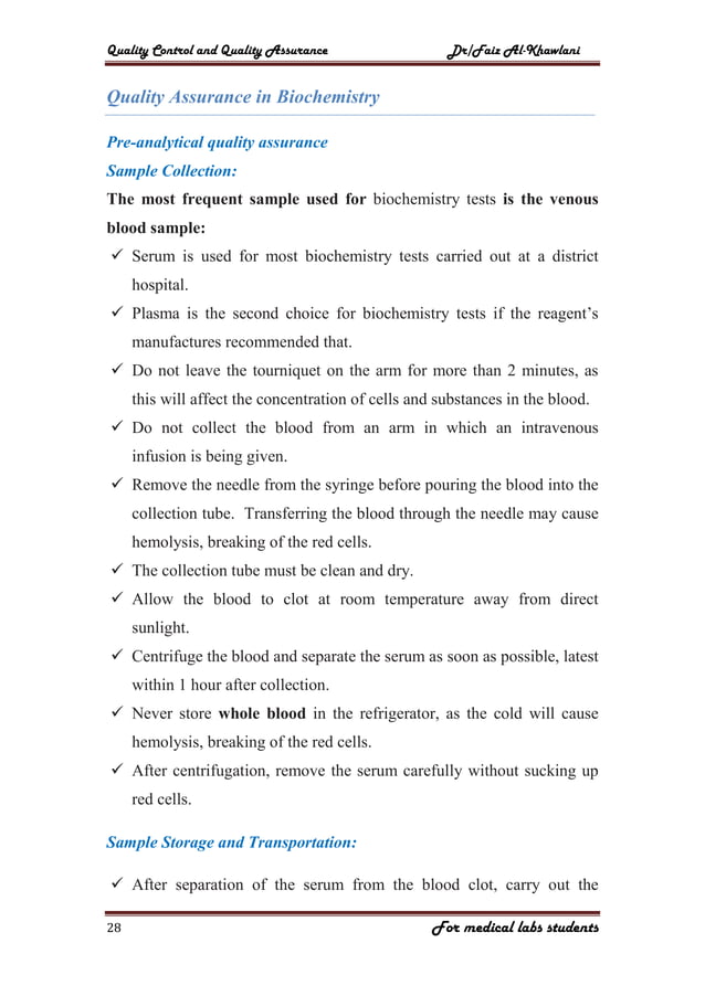Quality assurance in medical laboratory