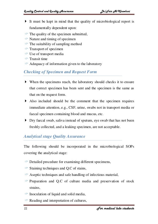 Quality assurance in medical laboratory