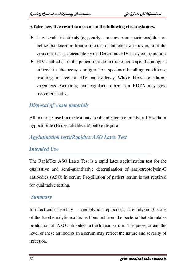 Quality assurance in medical laboratory