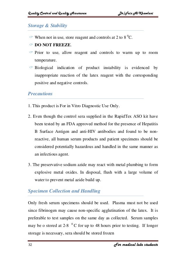Quality assurance in medical laboratory