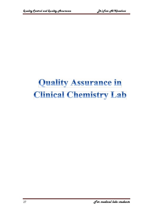 Quality assurance in medical laboratory