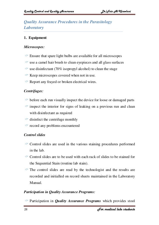 Quality assurance in medical laboratory