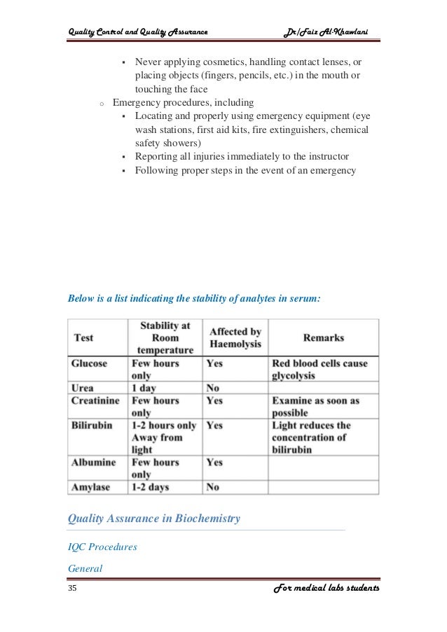 Quality assurance in medical laboratory