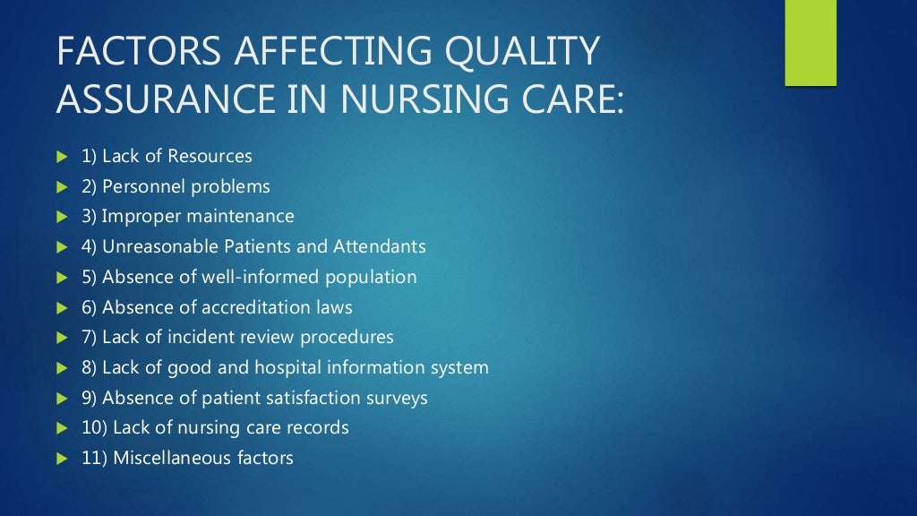 Quality assurance in nursing