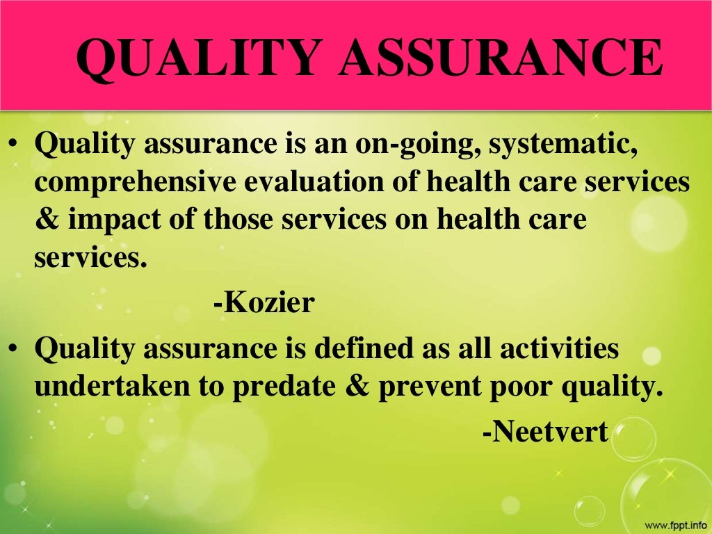 Quality assurance in nursing