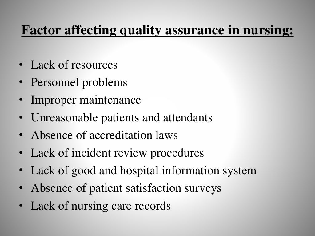 Quality assurance in nursing