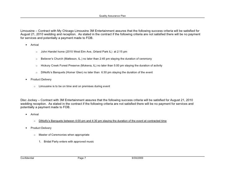 Quality Assurance Plan