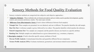 Quality Attributes Used to Evaluate Food Quality | PPTX