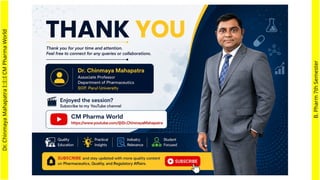 Dr.
Chinmaya
Mahapatra
I::I::I
CM
Pharma
World
B.
Pharm
7th
Semester
 