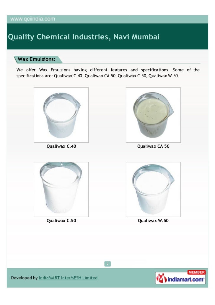 Quality Chemical Industries, Navi Mumbai, Wax Emulsions