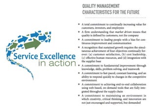QUALITY MANAGEMENT
CHARACTERISTICS FOR THE FUTURE
 