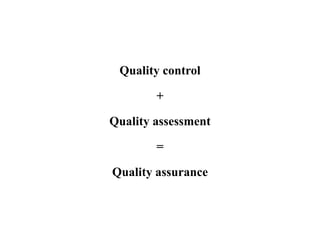 Quality control
+
Quality assessment
=
Quality assurance
 