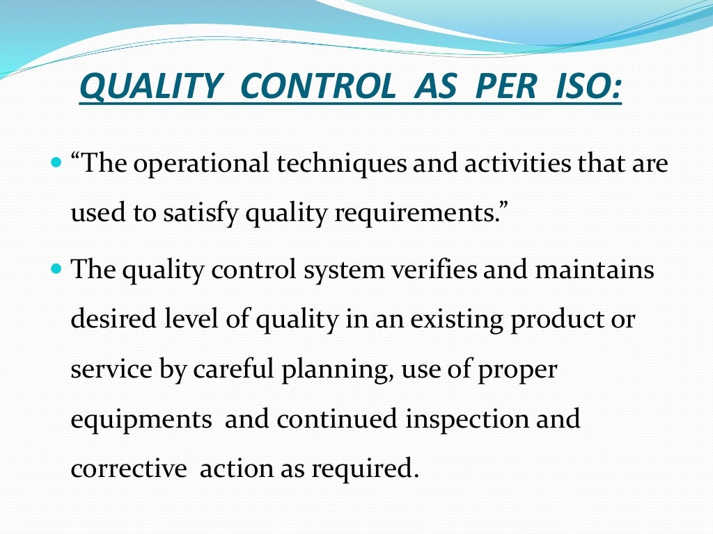 Quality control and inspection