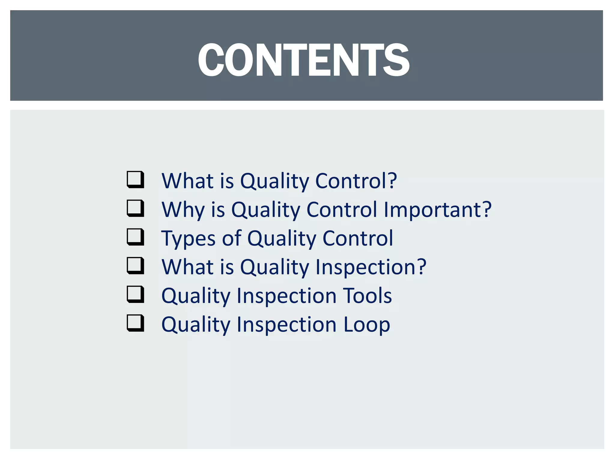 Quality control and inspection | PPTX