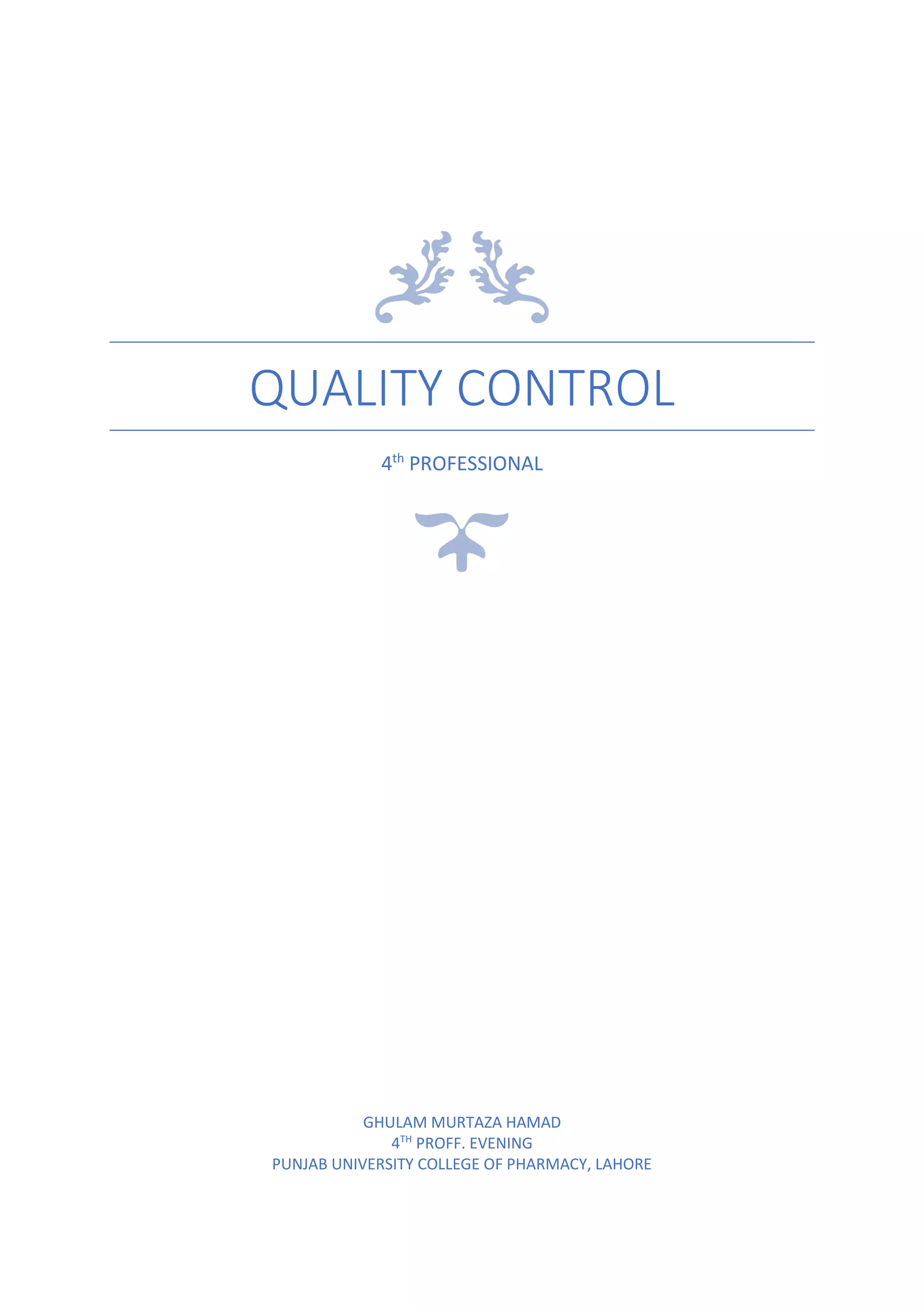 Quality control complete notes