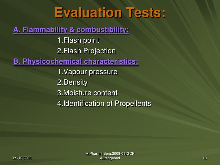 Quality control & evaluation of aerosol