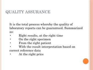 QUALITY CONTROL IN HEMATOLOGY BSC. MLS 3RD | PPTX