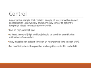 Comprehensive Quality Control in Hematology Laboratory Testing | PPTX