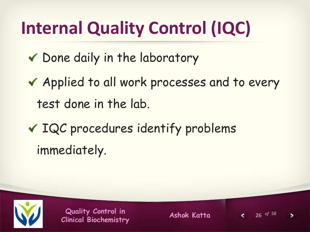 Quality control in clinical biochemistry