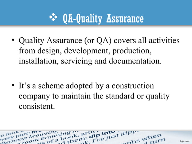 Quality control in construction | PPT
