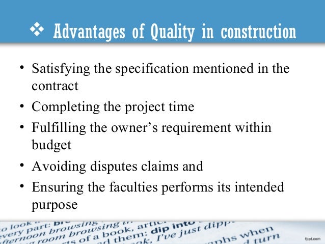 Quality control in construction