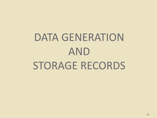 DATA GENERATION
AND
STORAGE RECORDS
53
 