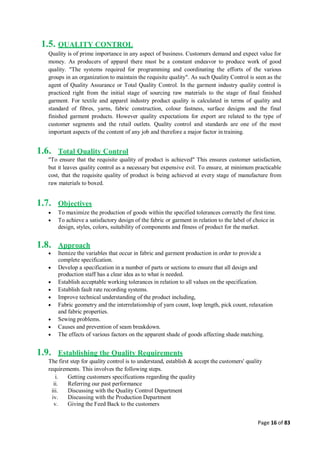 Quality control management  in apparel industries.