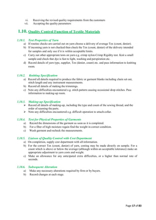 Quality control management  in apparel industries.