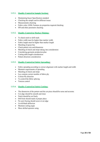 Quality control management  in apparel industries.