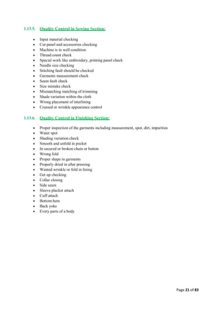 Quality control management  in apparel industries.