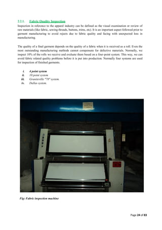 Quality control management  in apparel industries.