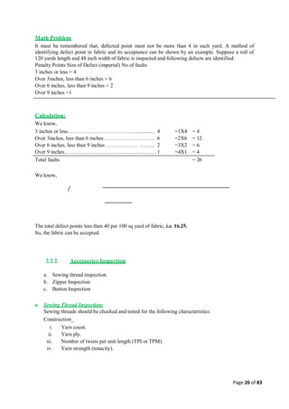 Quality control management  in apparel industries.