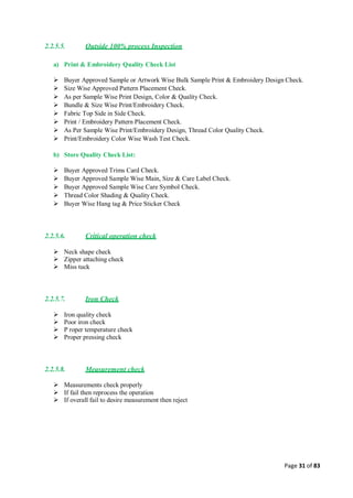 Quality control management  in apparel industries.