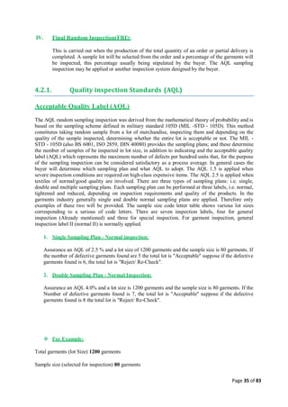 Quality control management  in apparel industries.