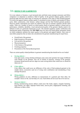 Quality control management  in apparel industries.