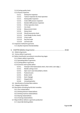 Quality control management  in apparel industries.