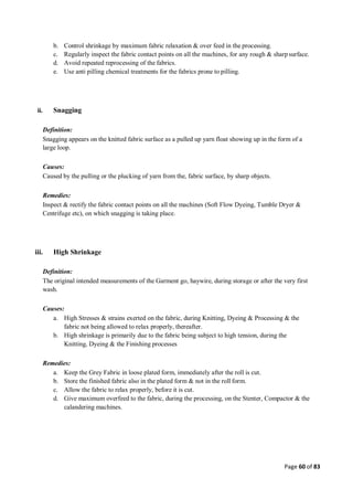 Quality control management  in apparel industries.